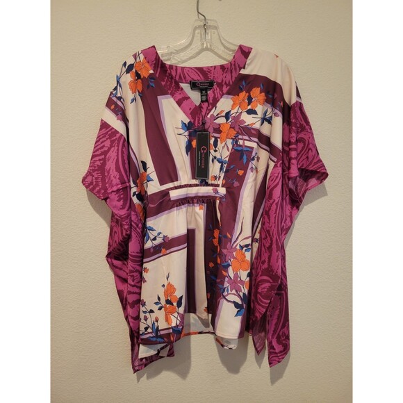 NWT HSN C Wonder Christian Siriano Floral Blouse V Neck Top Very Oversized-XS/S - Picture 1 of 10